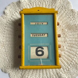 Vintage Wood Rolling Paper Perpetual Desk Calendar Viking CottageCore Art Deco
